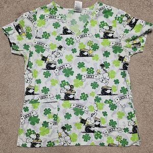 Peanuts St. Patrick's Scrub Top
